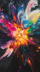 Aufkleber - Surreal representation of a supernova showcasing vibrant colors and dynamic movement in the cosmos