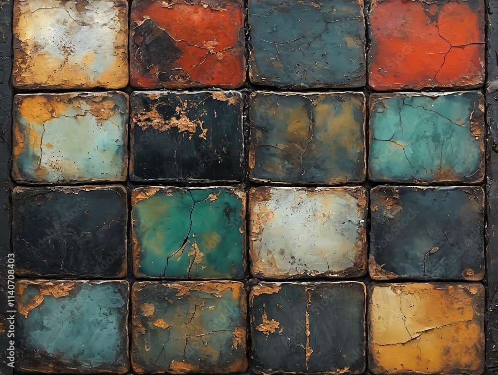 Abstraction. The background consists of squares with different textures ...