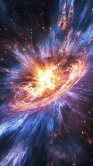 Poster - Stunning illustration of a supernova explosion showcasing vibrant colors and cosmic textures in deep space