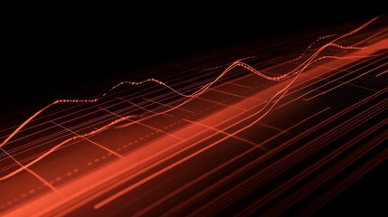 Aufkleber - Abstract Red Digital Waves Flowing Background for Modern Design