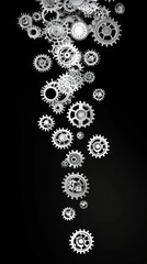 Aufkleber - Stylized digital gears cascading in a modern design against a black background