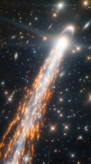 Wall Mural - comet streaks across the night sky, showcasing a brilliant tail of light and cosmic dust