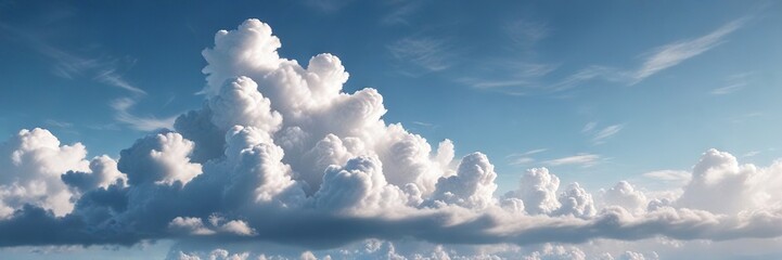 Cloudy blue sky with a few puffy white clouds and a bit of haze, weather, scenery