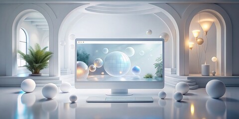 Surreal White Website Design: Abstract Digital Art, Web Interface, Online Platform, Futuristic UI,  Modern Website, Clean Website Background