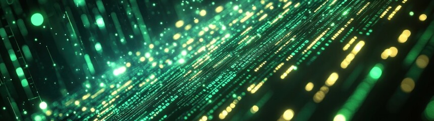 Abstract Digital Art with Green and Yellow Lights