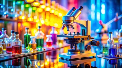 Wall Mural - Tilt-Shift Microscopy: Miniature Scientific Research, Lab Study, Close Up, Science Experiments, Microscopic World