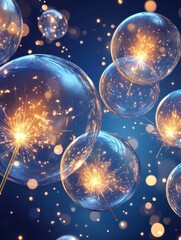 Wall Mural - happy new year background with glowing sparklers.