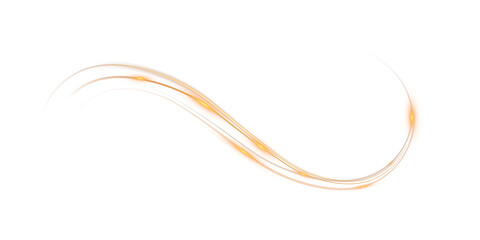 Gold curved light line, rope, spiral, tape. Smooth festive gold line with light effects. Light golden Twirl. Curve light effect of golden line. PNG.
