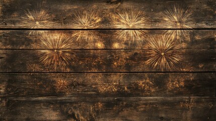 Sticker - Silvester 2025, New Year's Eve, New Year, new years eve background panorama long - Firework Fireworks on rustic brown wooden wood texture