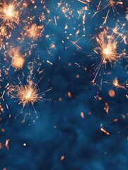 Sticker - Silvester, New Year's Eve, Festival Party New Year 2025, new years eve Fireworks background banner panorama - firework and sparklers on rustic dark blue night sky texture