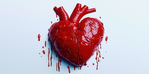 Heart with red paint on it