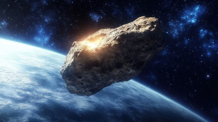 Poster - a rock is flying over the earth