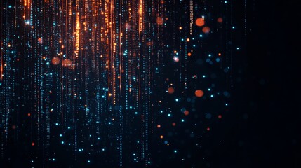 Digital Binary Code Background with Orange and Blue Numbers Representing Data Technology or Cybersecurity Concept for Tech and Coding Themes