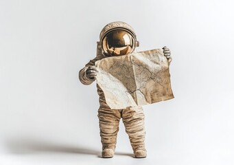 Poster - An astronaut holding a map, suggesting exploration and adventure in an otherworldly setting.