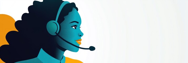 Aufkleber - A stylized illustration of a woman with a headset, representing customer service or support.