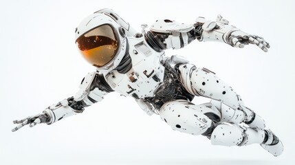 Poster - A futuristic astronaut in a sleek, robotic suit, floating in a zero-gravity environment.