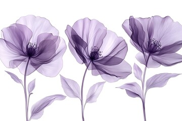 Art background with transparent flowers poppies or roses in blue in watercolor style. Vector botanical floral banner for decoration, print, wallpaper, invitations, packaging, interior design