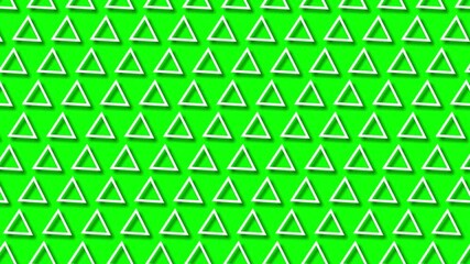 Wall Mural - 3D white triangle line moving patterns on a green background. Triangle shape lines move and rotation animation
