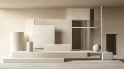 Fototapete - A minimalist composition featuring geometric shapes and neutral tones.