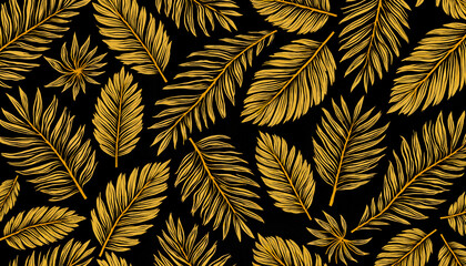 Naklejka na meble Tropical monstera leaves seamless pattern on dark background