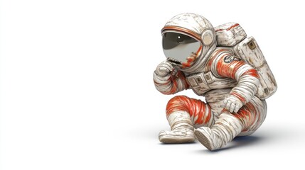 Poster - A cartoonish astronaut sitting and pondering, showcasing a whimsical space theme.