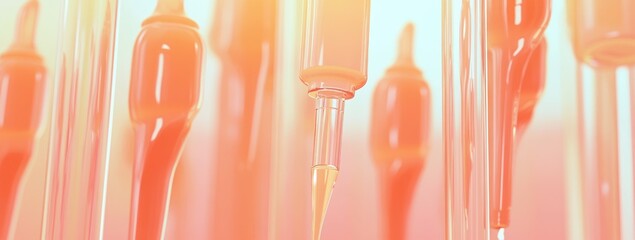 Aufkleber - Close-up of pipettes with liquid, suggesting scientific or cosmetic applications.