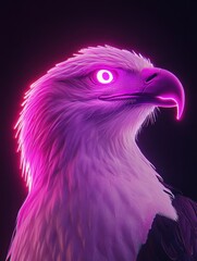 Poster - A stylized eagle head with glowing pink accents, showcasing a blend of nature and modern design.