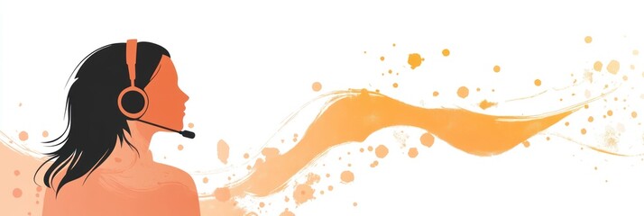 Aufkleber - A silhouette of a woman with a headset, symbolizing communication and support.