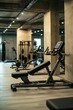 © jambulart - Modern gym, adjustable bench, exercise equipment.