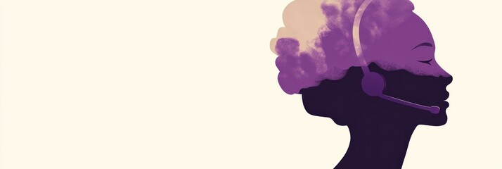 Aufkleber - A silhouette of a woman with a headset, representing communication and support roles.