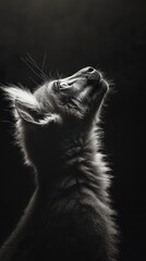 Poster - A close-up of a cat's profile, showcasing its fur and expressive features in black and white.