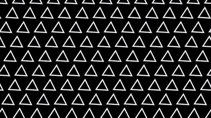 Wall Mural - 3D white triangle line moving patterns on a black background. Triangle shape lines move and rotation animation