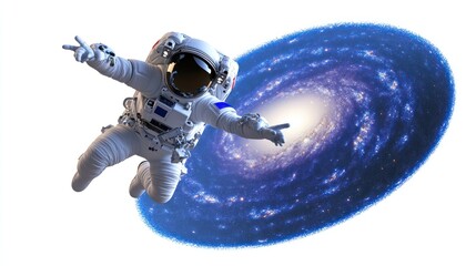 Poster - An astronaut floating in space with a galaxy in the background.