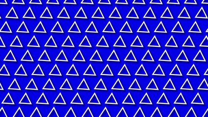 Wall Mural - 3D white triangle line moving patterns on a blue background. Triangle shape lines move and rotation animation