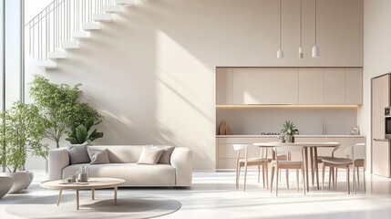 Poster - Modern living space with a minimalist design and natural light.