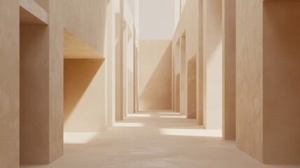 Fototapete - A minimalist interior space with soft lighting and smooth surfaces.