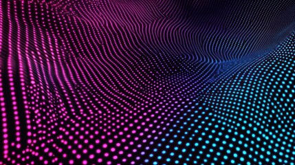 Fototapete - Abstract digital landscape with vibrant dots creating a wave-like pattern.