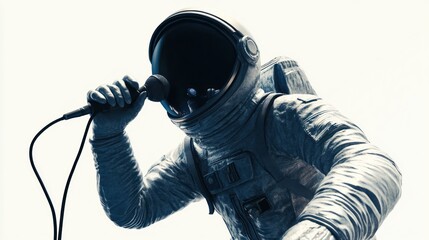 Aufkleber - An astronaut singing into a microphone, blending space exploration with musical performance.