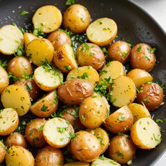 potatoes in frying pan