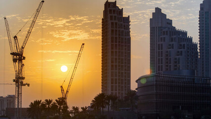 Wall Mural - Sunset in Dubai Downtown, United Arab Emirates timelapse