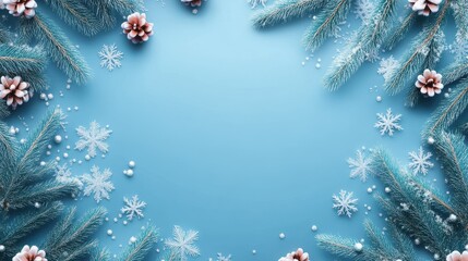 Wall Mural - blue christmas background with snowflakes