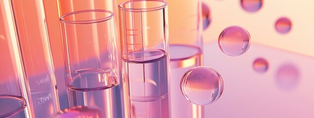 Aufkleber - A collection of test tubes with liquids and bubbles, symbolizing scientific experimentation.