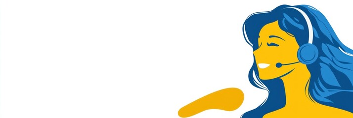 Aufkleber - A stylized illustration of a woman wearing a headset, suggesting customer support or communication.