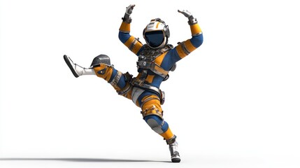Leinwandbilder - A futuristic astronaut in a dynamic pose, showcasing a space suit design.