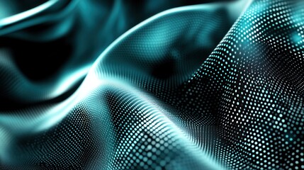 Poster - Abstract digital fabric with a flowing, textured appearance in shades of teal and black.
