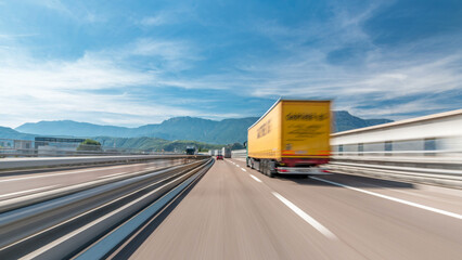 Driving on a highway through the mountains and meadows in Italy timelapse hyperlapse drivelapse