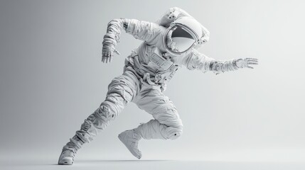 Poster - A futuristic astronaut in a dynamic pose, showcasing space exploration and innovation.