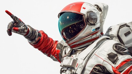 Poster - An astronaut in a space suit points towards the cosmos, showcasing a sense of wonder.