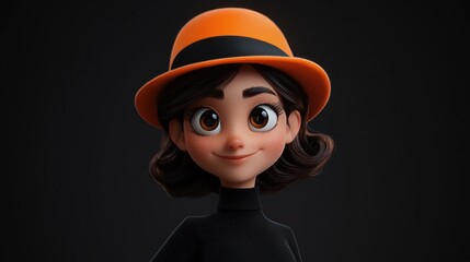 Aufkleber - A cheerful cartoon character wearing an orange hat, smiling against a dark background.