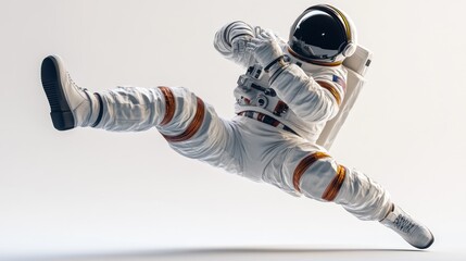 Leinwandbilder - A dynamic astronaut performing a kick in space, showcasing movement and creativity.